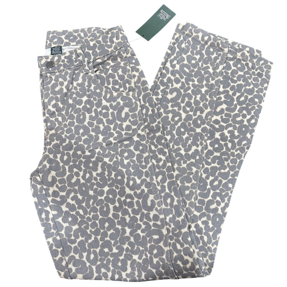 Wild Fable Womens XXS Grey Leopard Print High Rise Straight Leg Jeans NWT